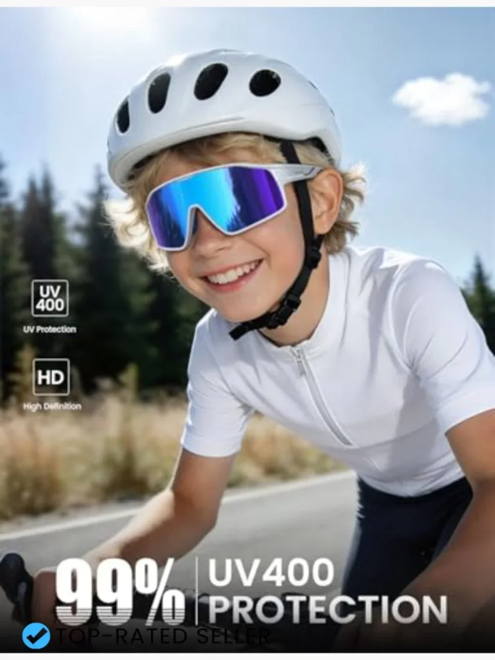 Kids Baseball Sunglasses UV400 Protection Cycling Sports Glasses Wrap Around